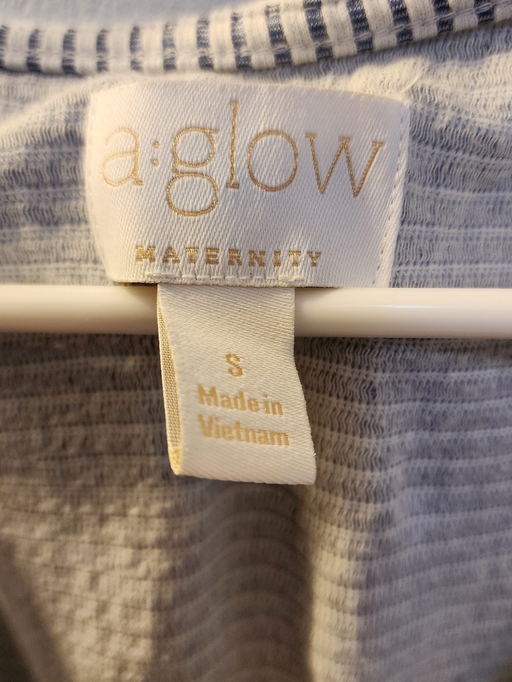 a:glow Striped Maternity Dress in White and Light Blue - Picture 2 of 6